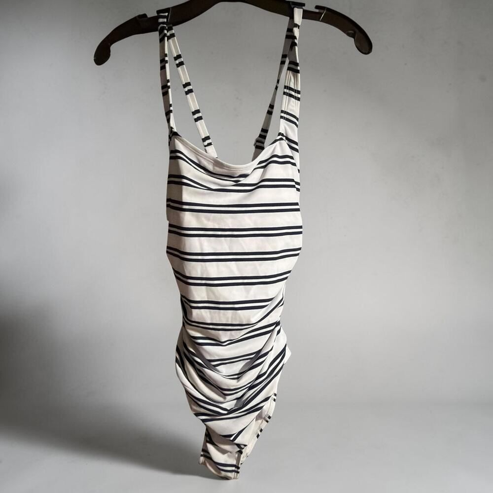 Nautica Swim NWT White Navy Stripe One Piece Swimsuit Large